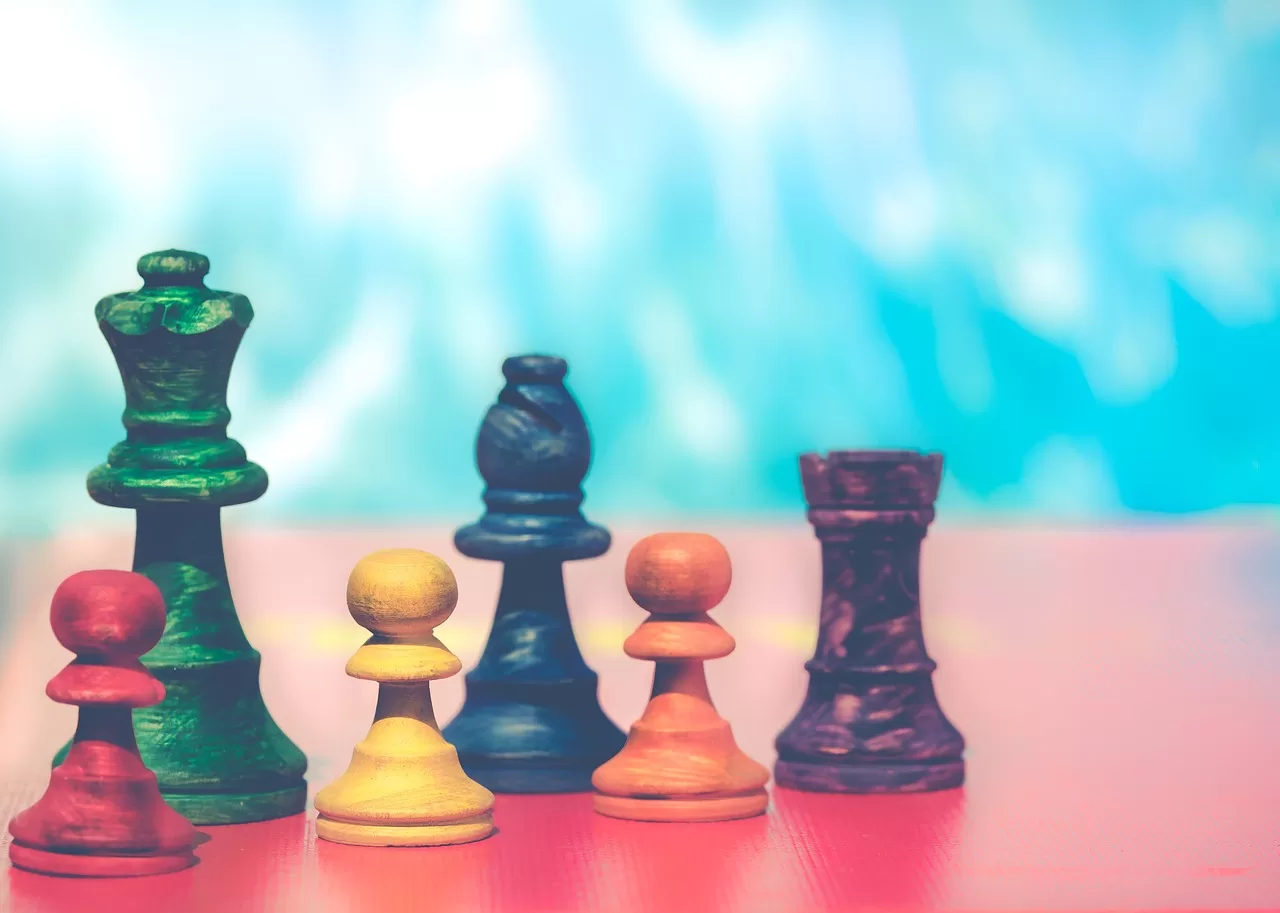 Aantal gekleurde stukken uit een schaakspel