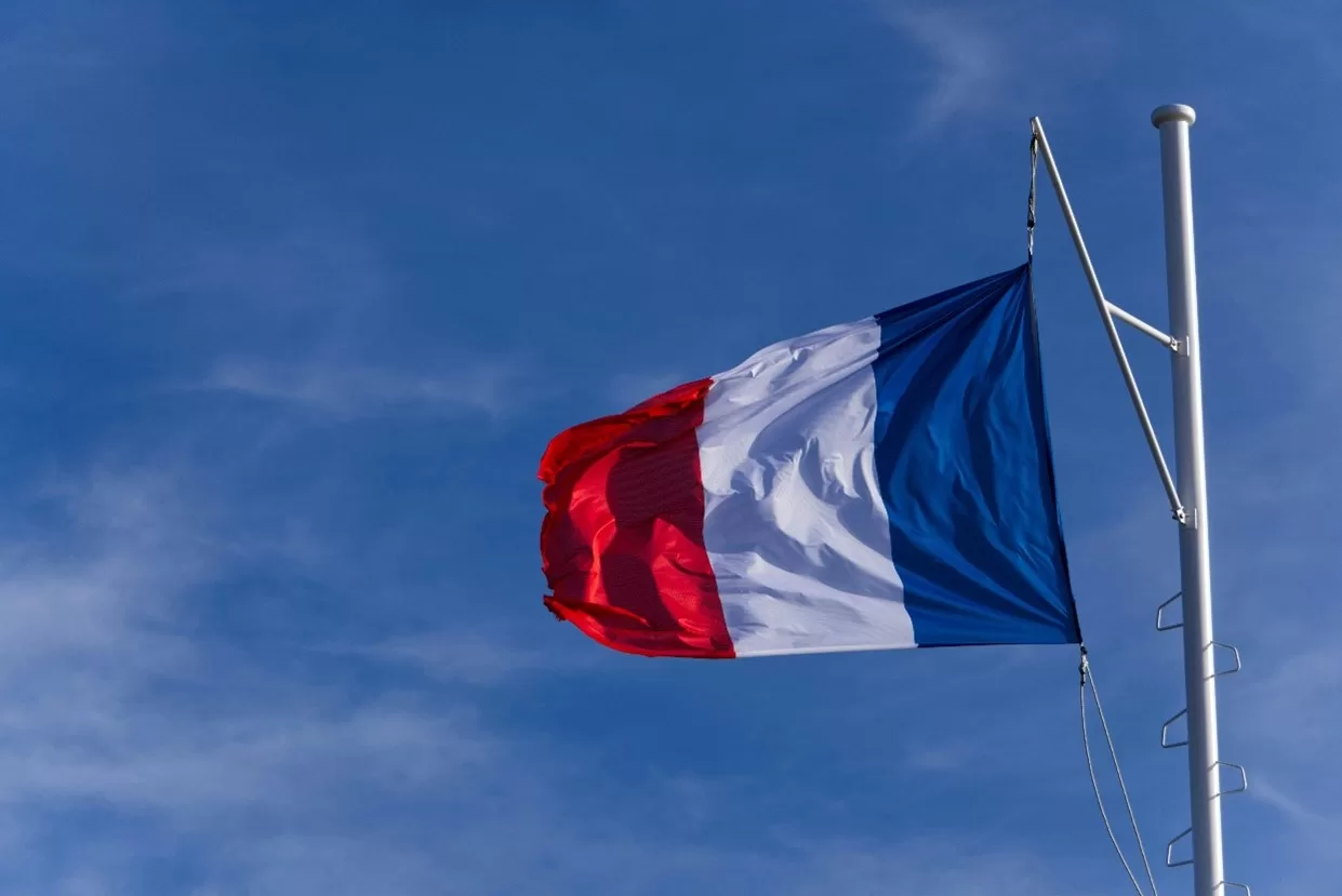 Een foto van de vlag van Frankrijk